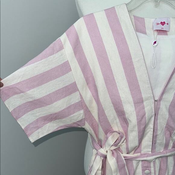 Buddy Love Audrey Pink and White Striped One Piece Romper Women's Small NWOT - Picture 2 of 7